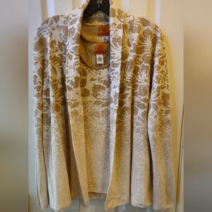 Ruby Rd Sweater Soire Cardigan & Shell Twin Set Cream & Gold -Size XL